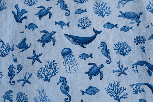 Ocean Animal Print Cotton — Pattern detail view