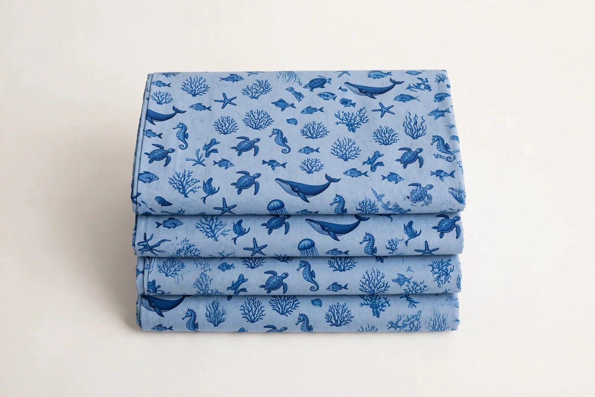 Ocean Animal Print Cotton — Folded stack view