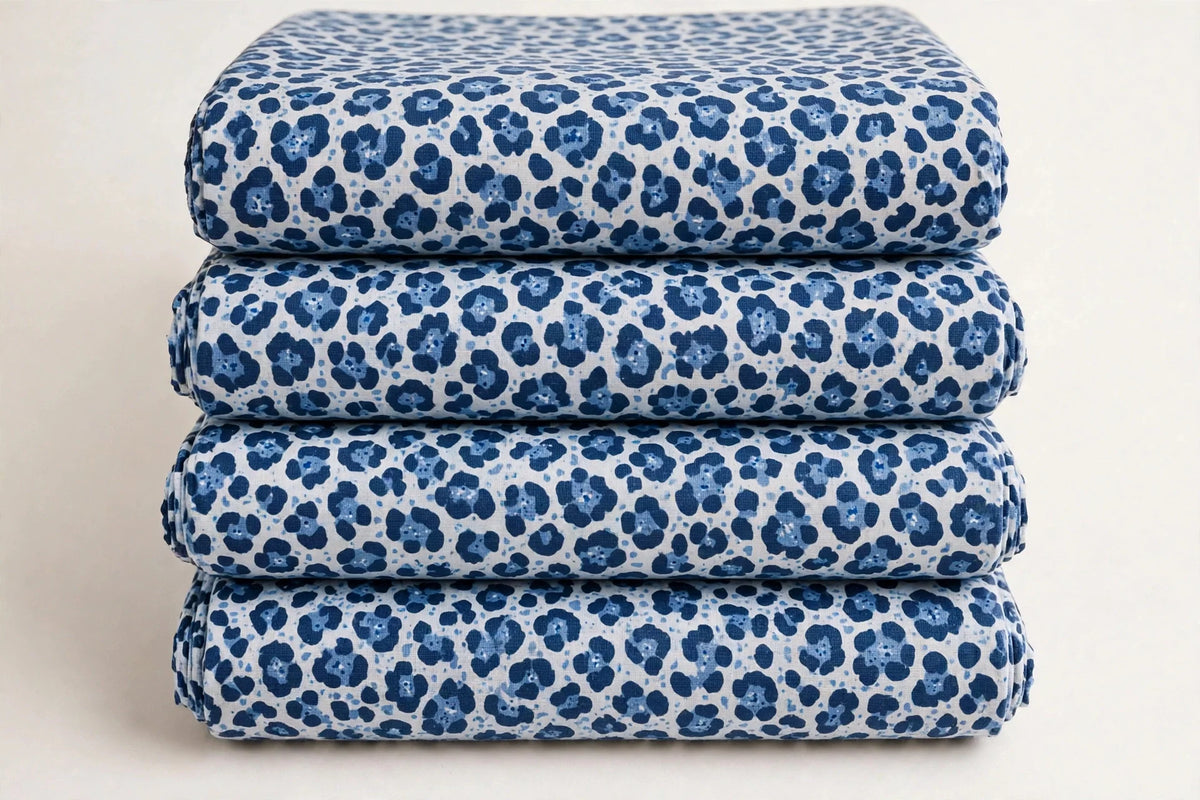 Ocean Leopard Cotton — Folded stack view