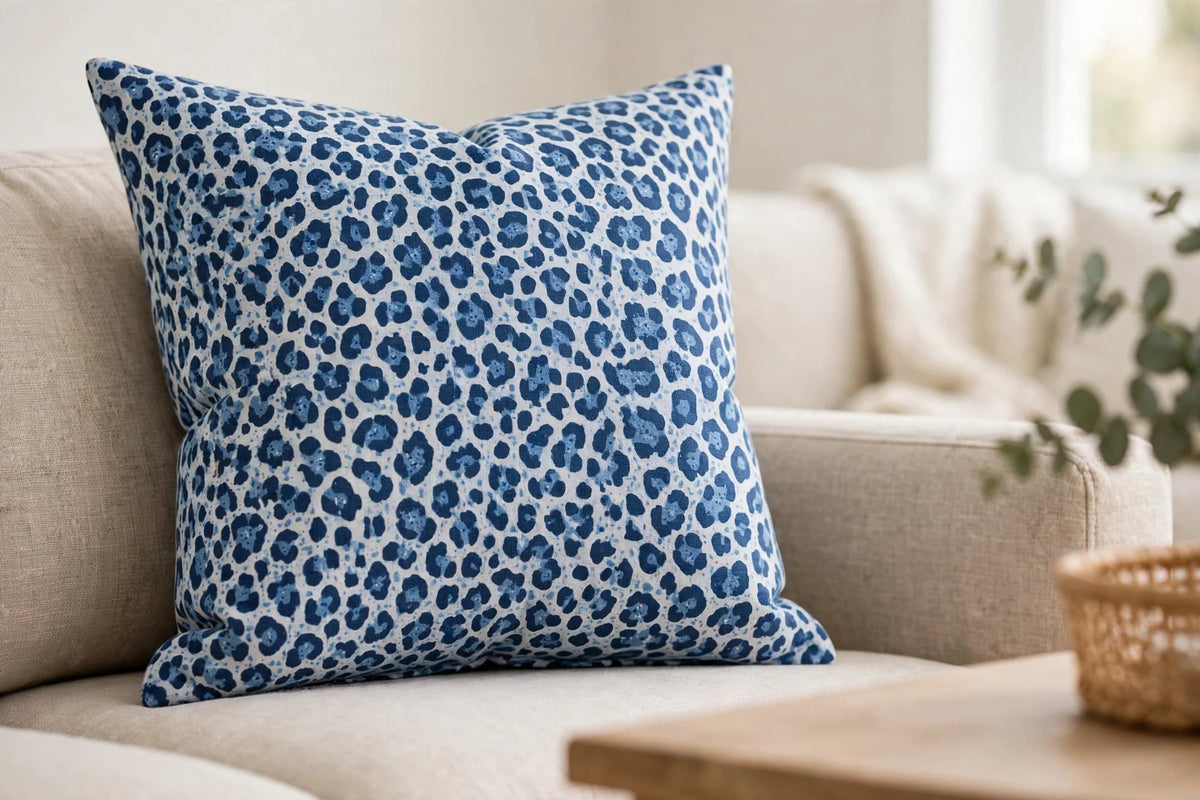 Ocean Leopard Cotton — Lifestyle cushion view