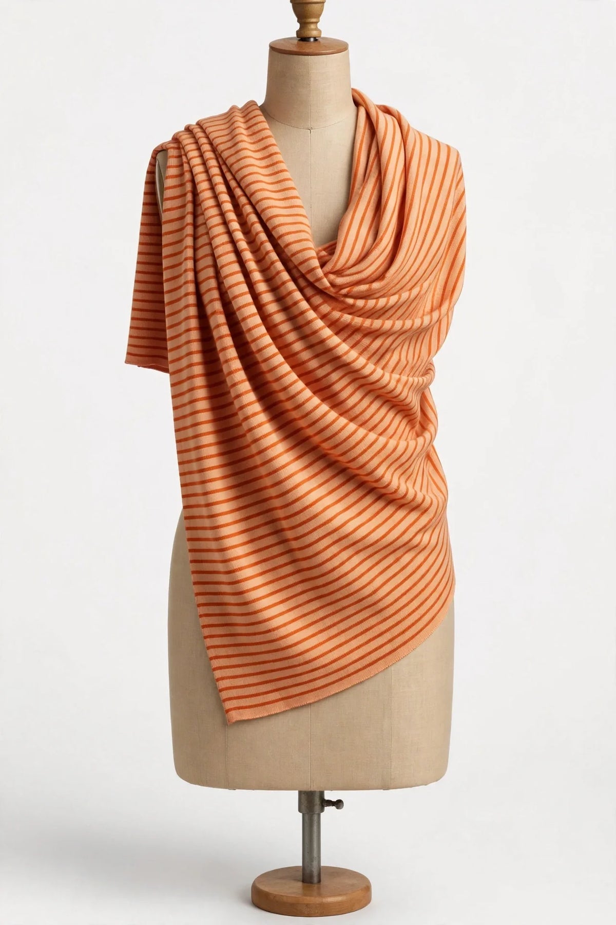 Orange Stripe Knit — Draped view