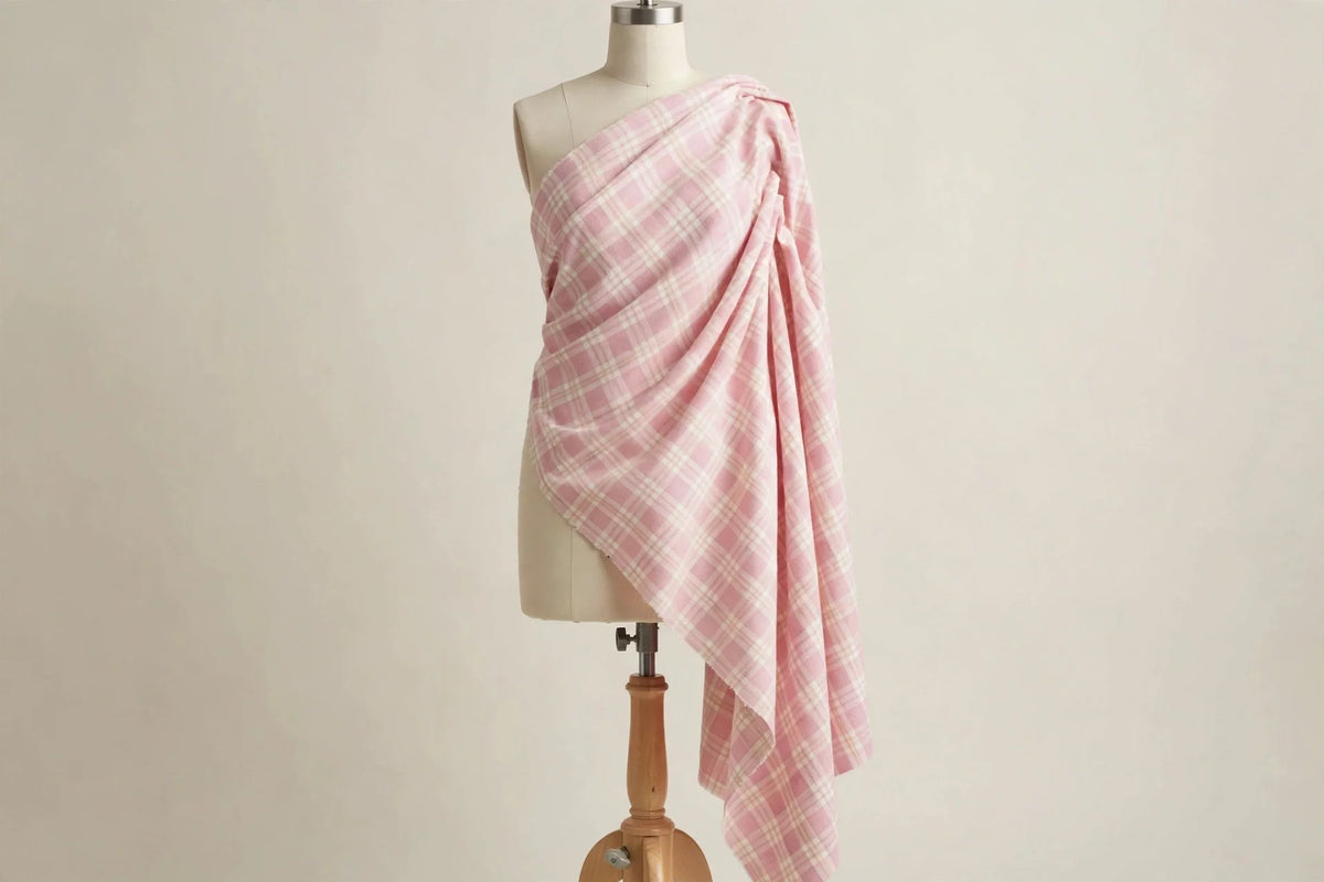 Pastel Plaid Cotton — Draped view