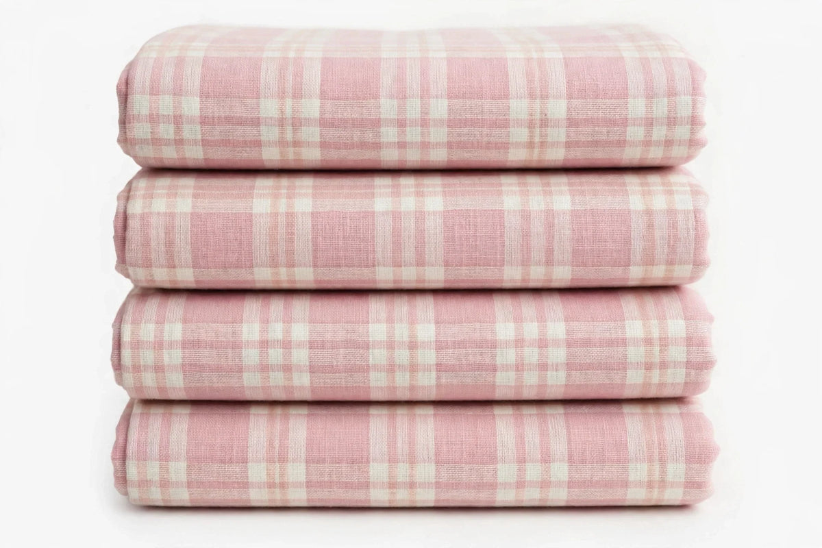 Pastel Plaid Cotton — Folded stack view