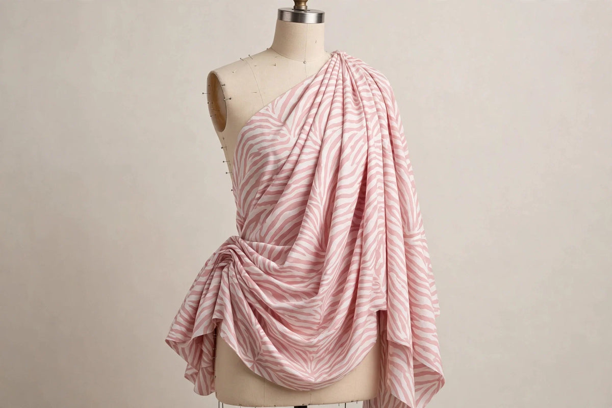 Pastel Zebra Cotton — Draped view