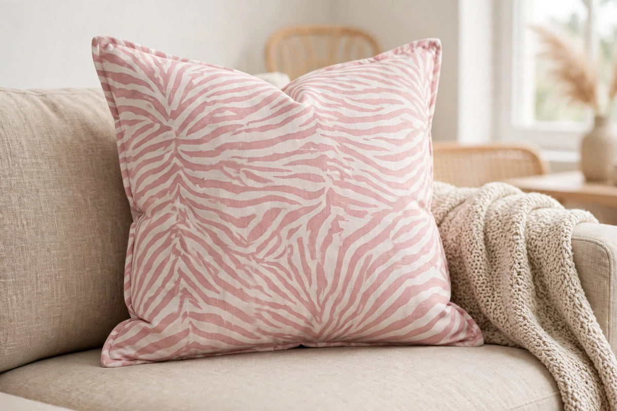 Pastel Zebra Cotton — Lifestyle cushion view
