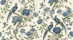 Blue Bird Botanical continuous pattern - blue birds, flowers, branches