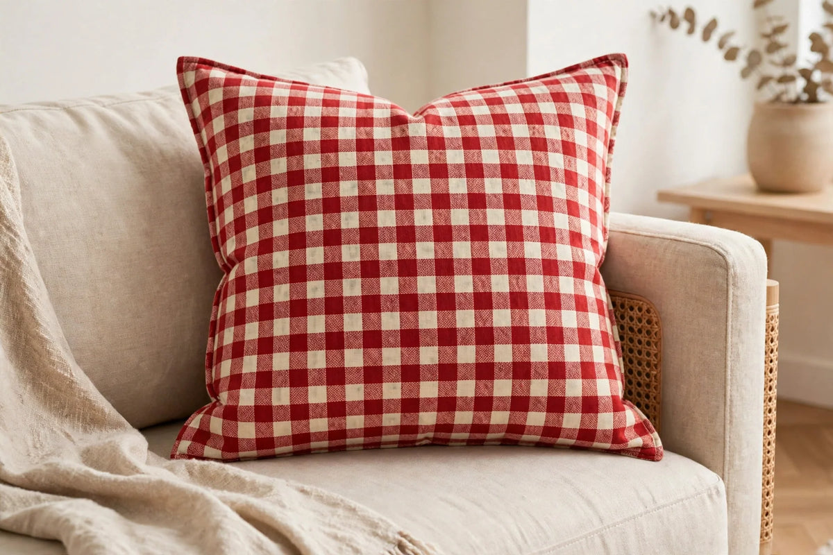Picnic Plaid Cotton — Lifestyle cushion view