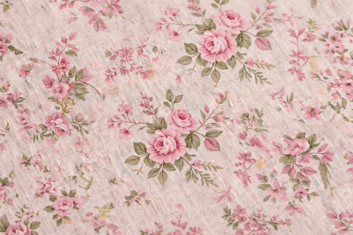Pink Floral Linen — Pattern detail view