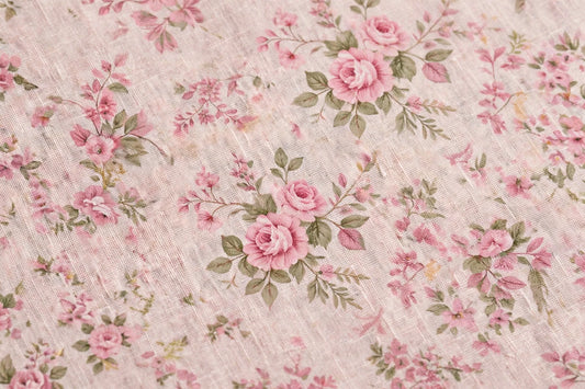 Pink Floral Linen — Pattern detail view