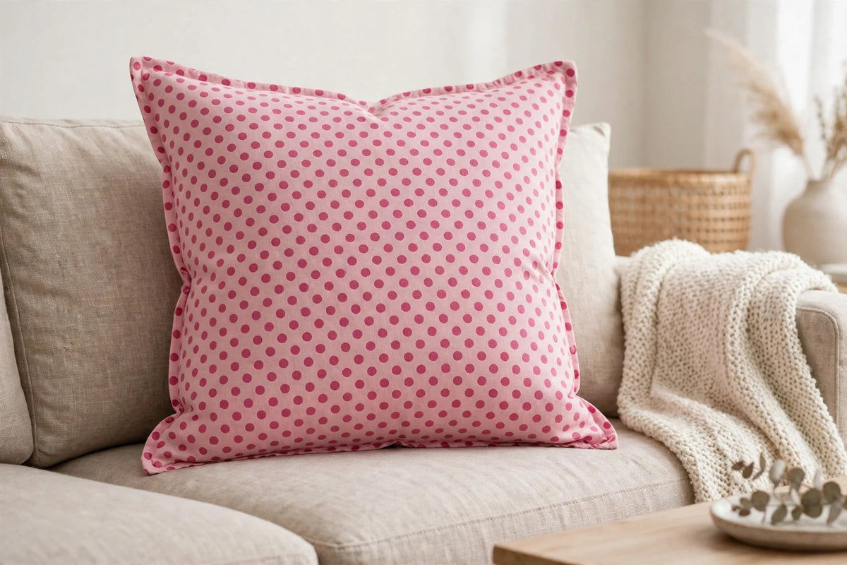 Pink Polka Dot — Lifestyle cushion view
