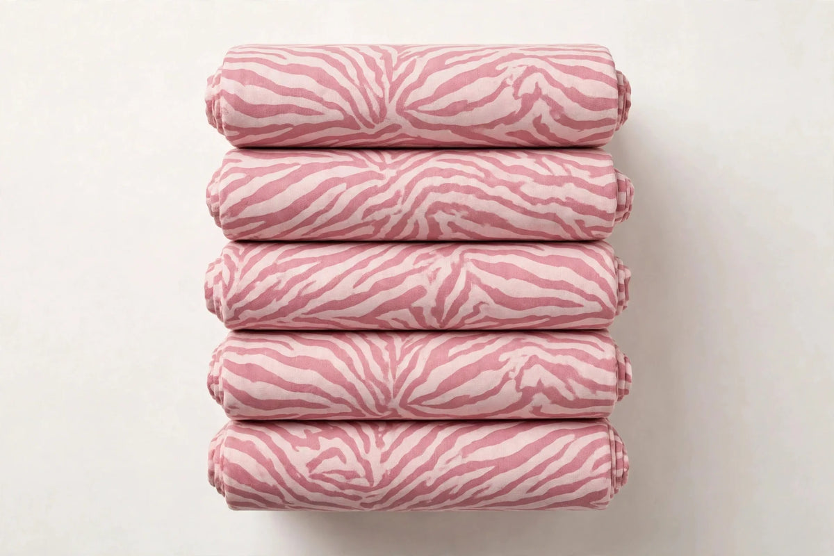Pink Zebra Cotton — Folded stack view