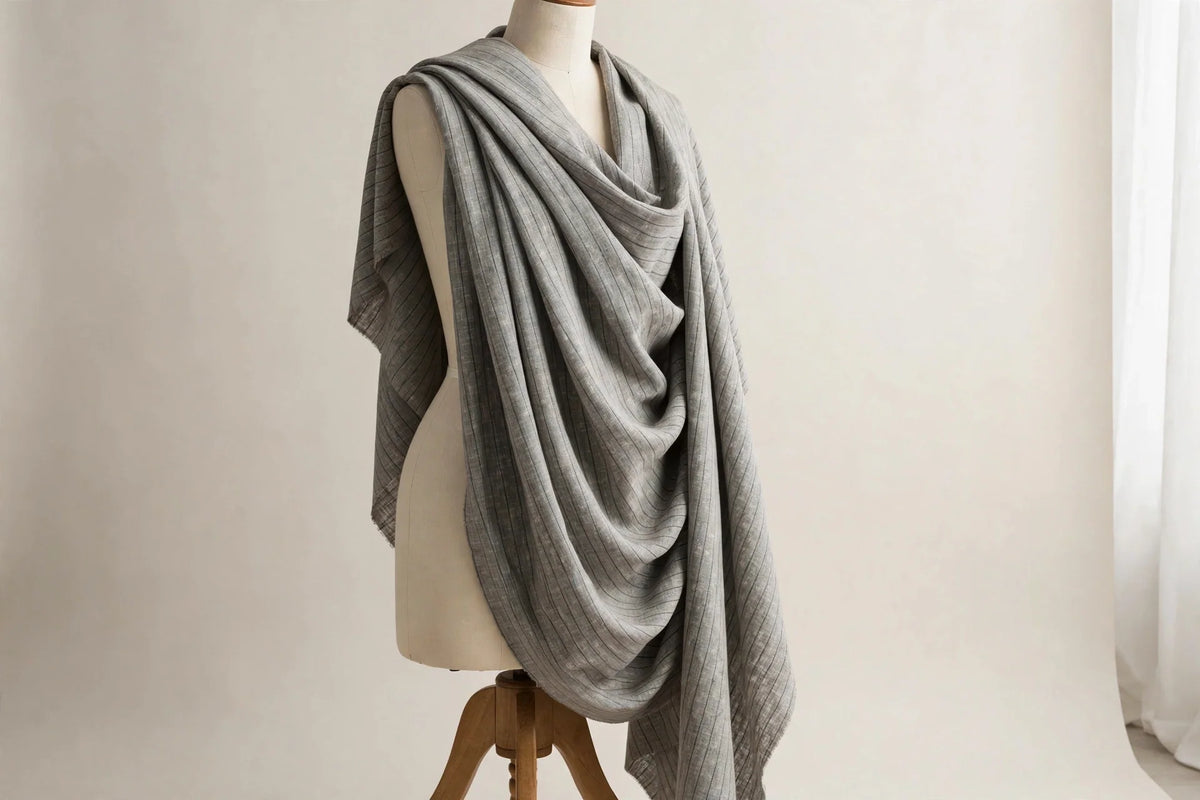 Pinstripe Woven — Draped view