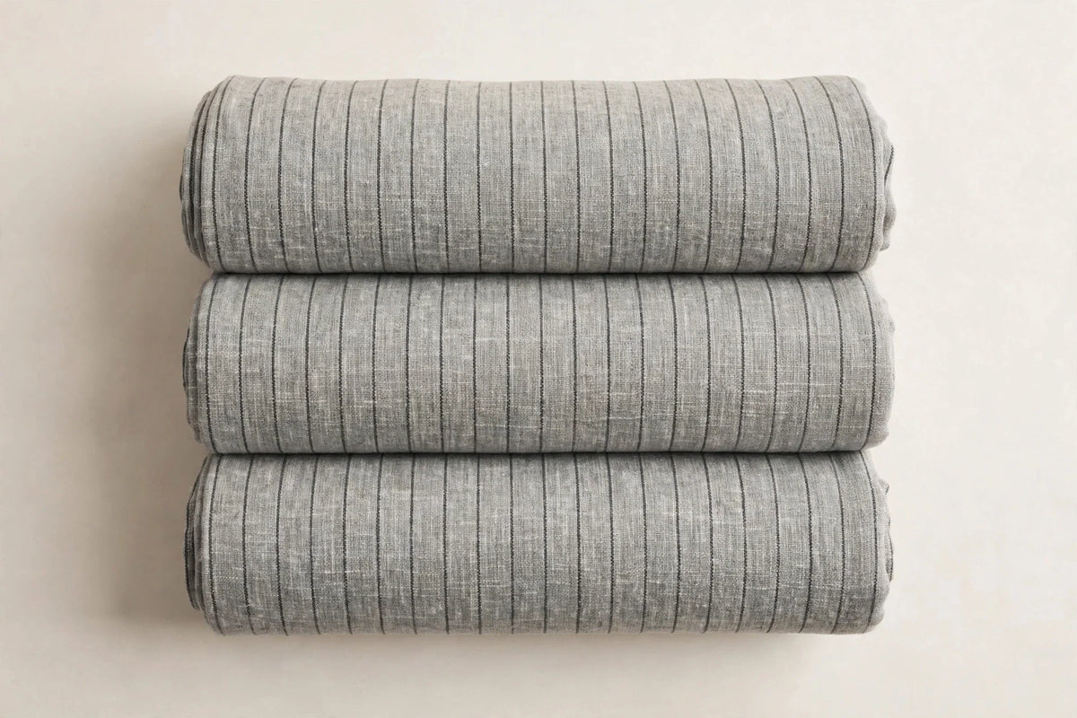 Pinstripe Woven — Folded stack view