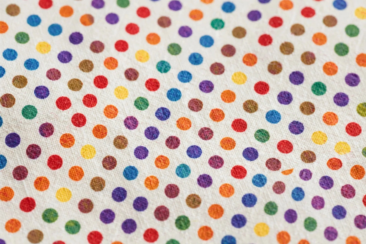 Rainbow Polka Dot Cotton — Pattern detail view