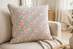 Rainbow Polka Dot Cotton — Lifestyle cushion view
