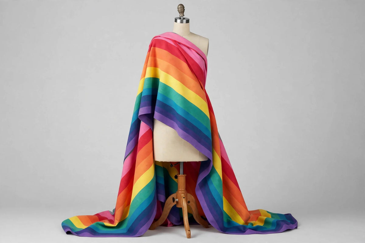 Rainbow Stripe Cotton — Draped view