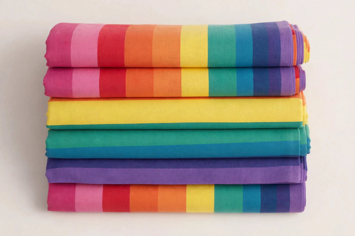 Rainbow Stripe Cotton — Folded stack view