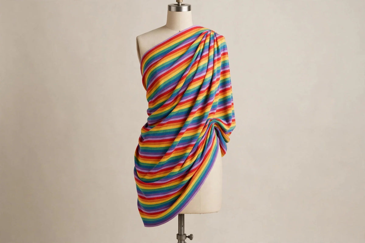 Rainbow Stripe Jersey — Draped view