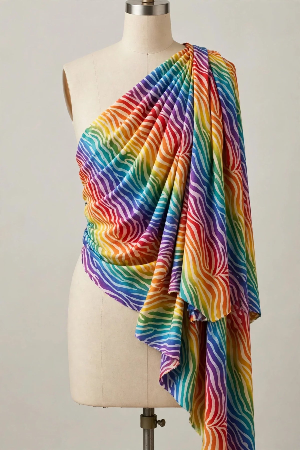 Rainbow Zebra Cotton — Draped view