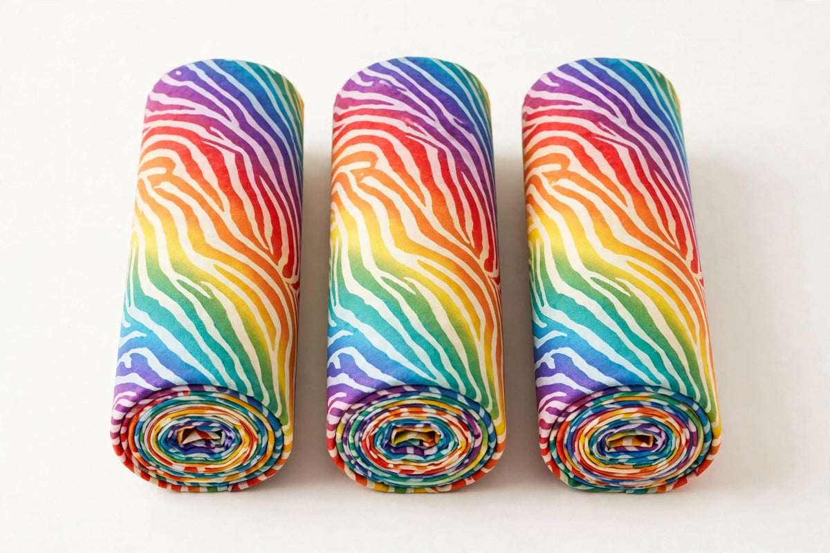 Rainbow Zebra Cotton — Folded stack view