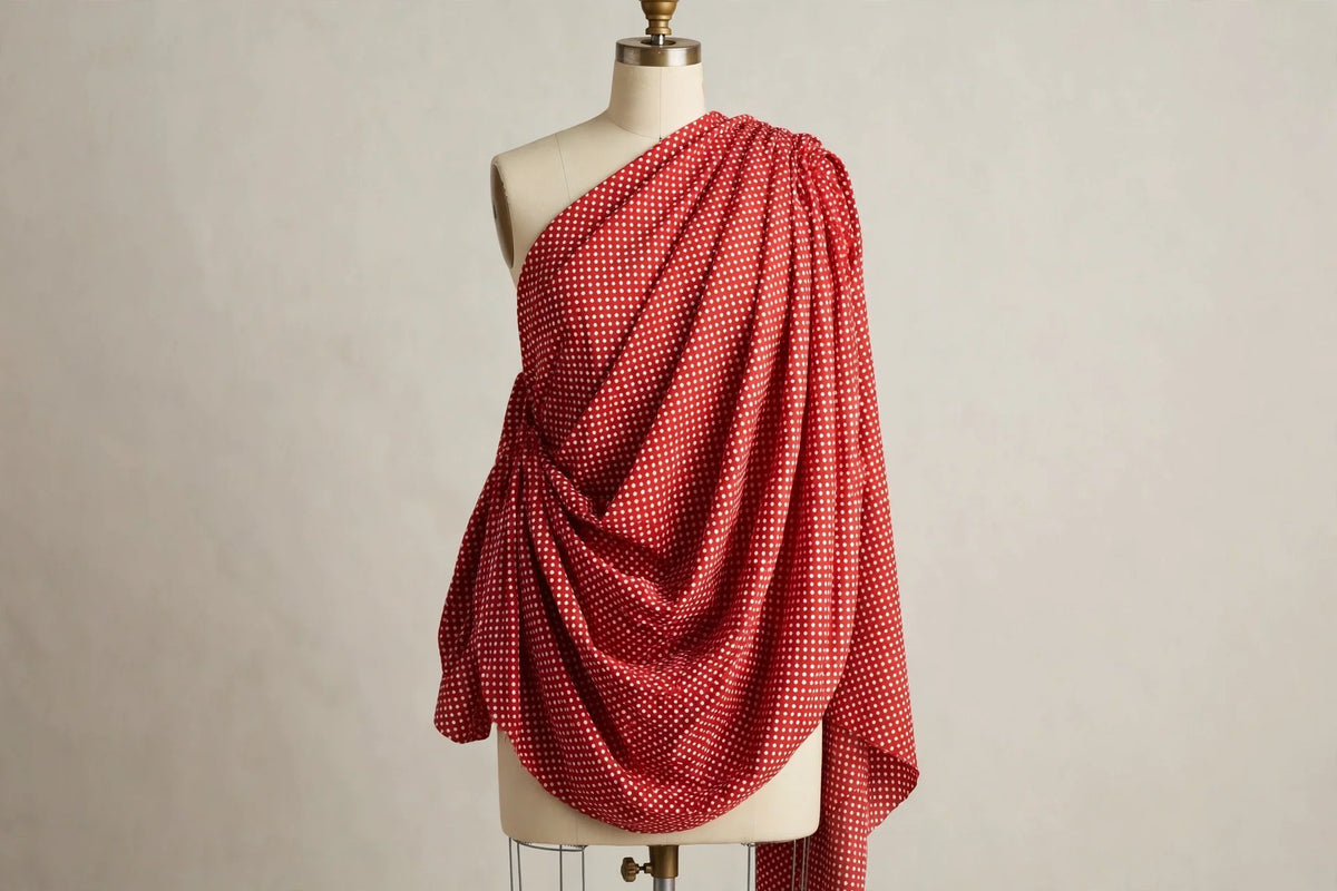 Retro Polka Dot Cotton — Draped view
