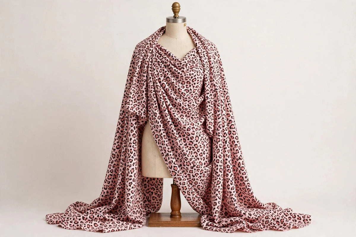 Rose Leopard Cotton — Draped view