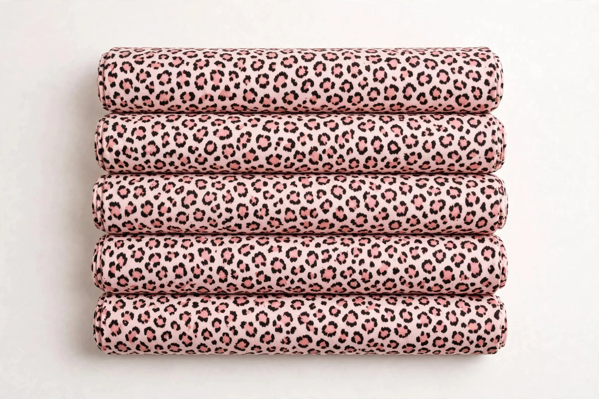 Rose Leopard Cotton — Folded stack view
