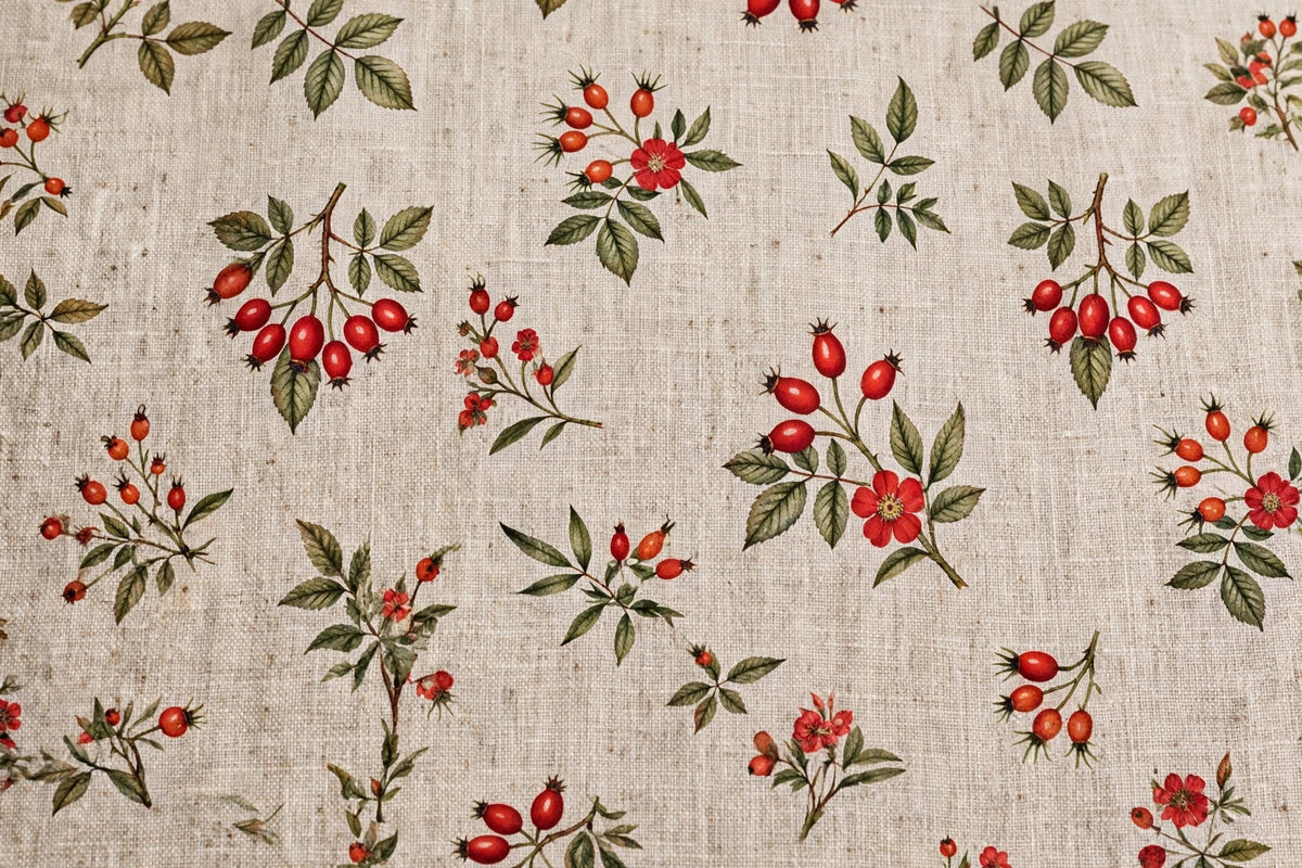Rosehip Floral Linen — Pattern detail view