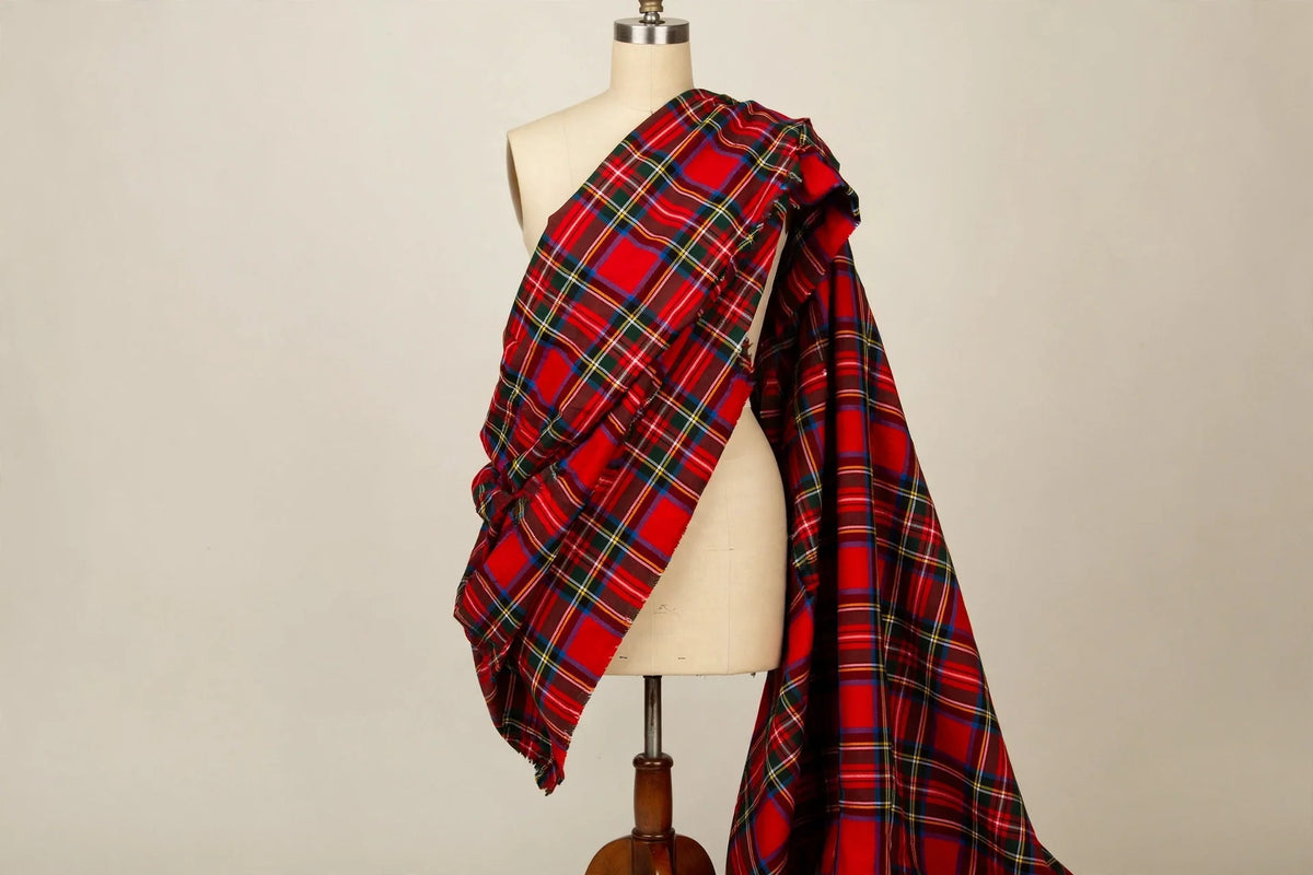 Royal Stewart Plaid Cotton — Draped view