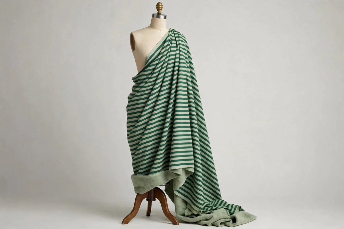 Rugby Stripe French Terry — Draped view