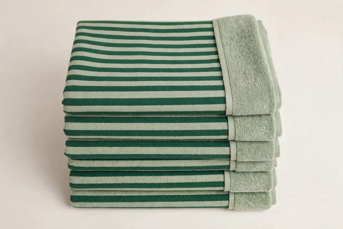 Rugby Stripe French Terry — Folded stack view