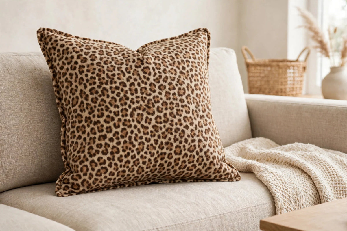 Safari Animal Print Flannel — Lifestyle cushion view