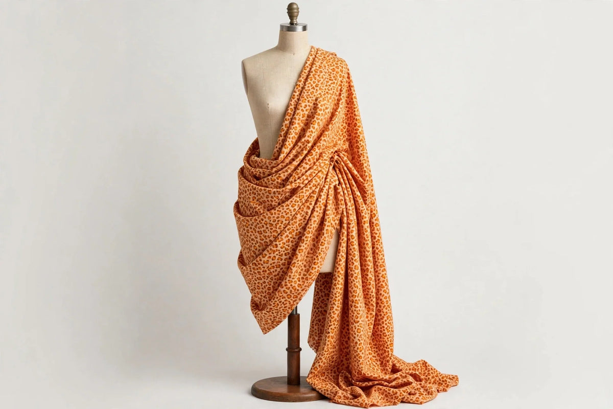 Savanna Sunset Animal Print Cotton — Draped view
