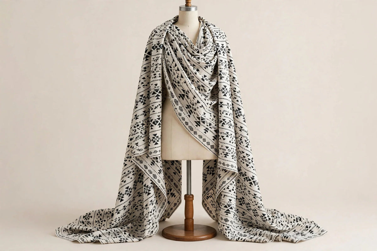 Scandi Geo Cotton — Draped view