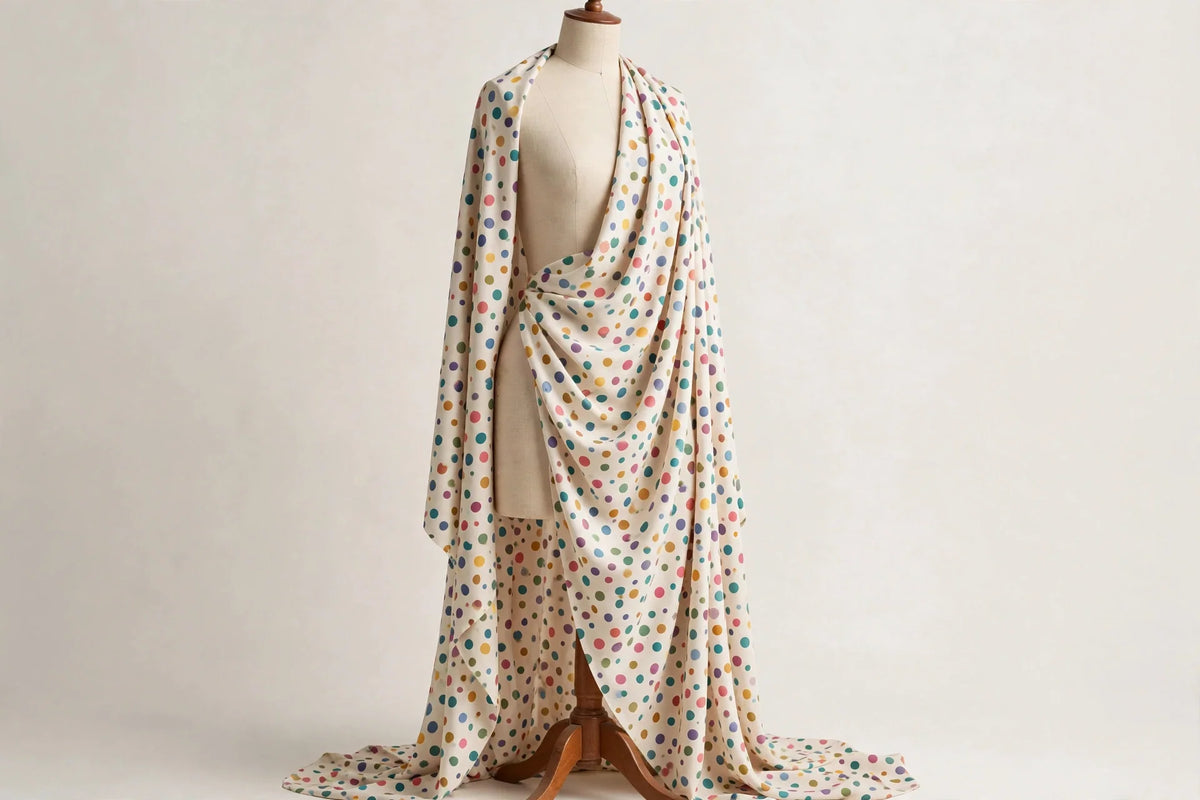 Scattered Polka Dot Rayon — Draped view