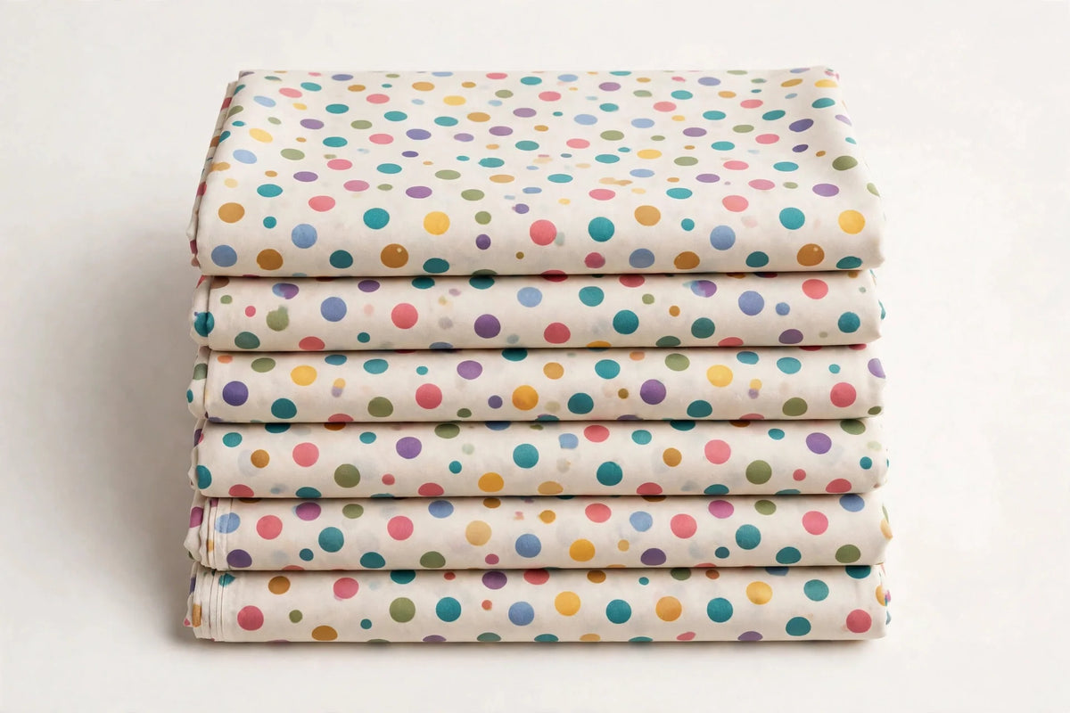 Scattered Polka Dot Rayon — Folded stack view
