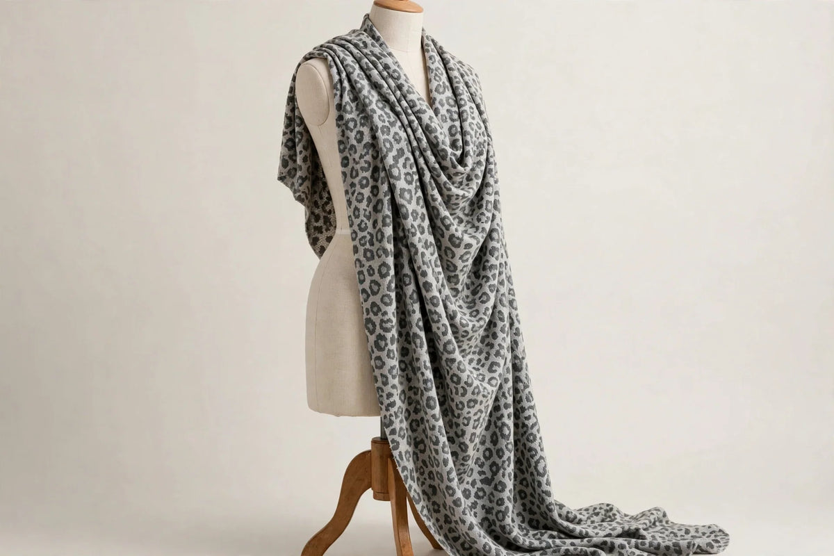 Silver Leopard Knit — Draped view