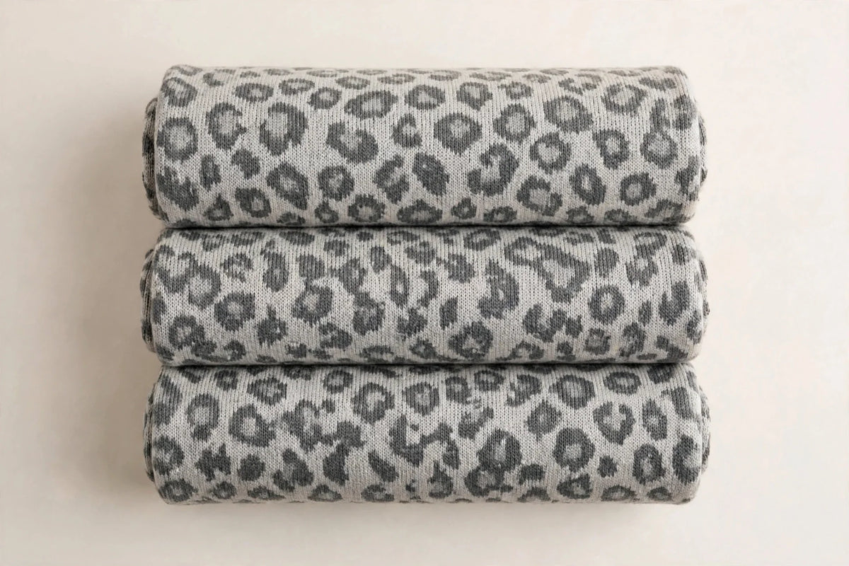 Silver Leopard Knit — Folded stack view