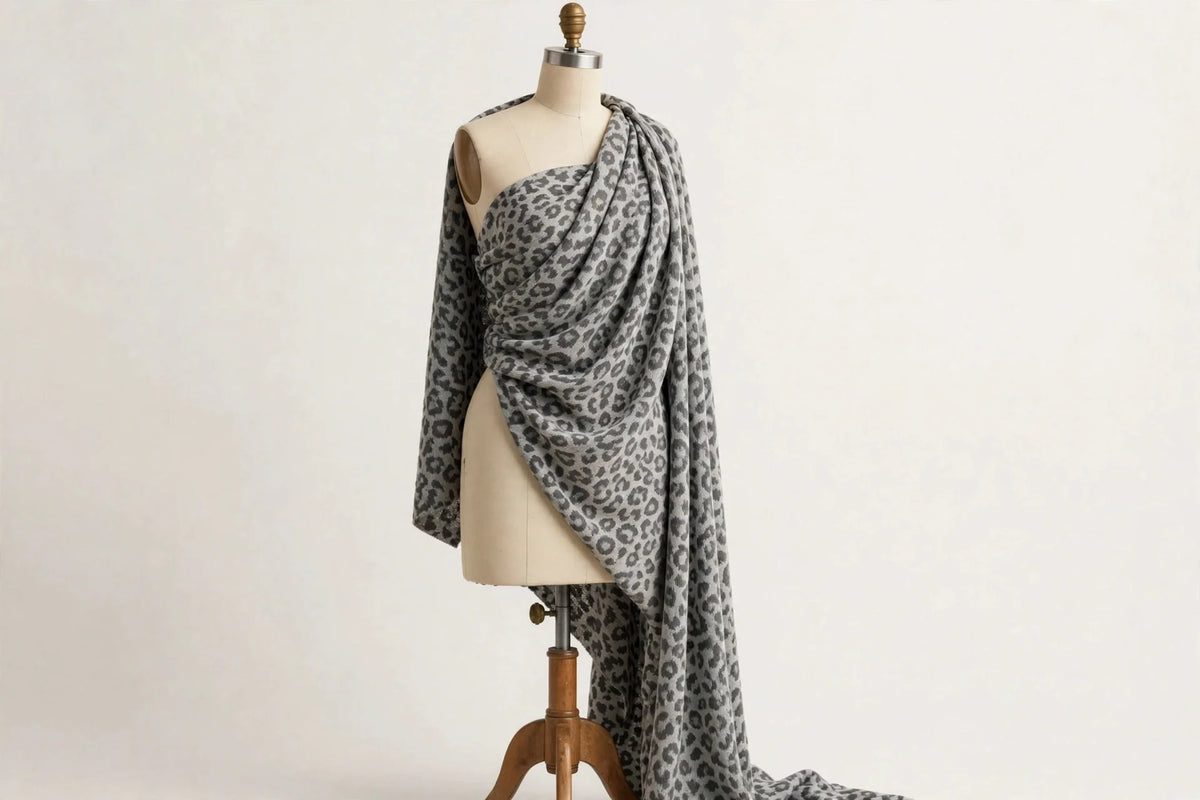 Stone Leopard Knit — Draped view
