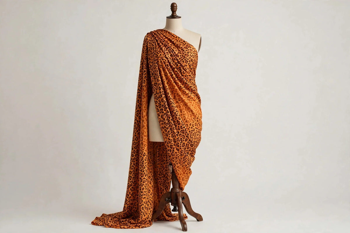 Sunset Leopard Rayon — Draped view