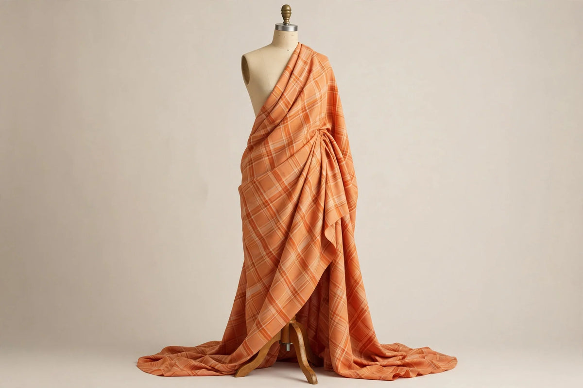 Sunset Plaid Rayon — Draped view