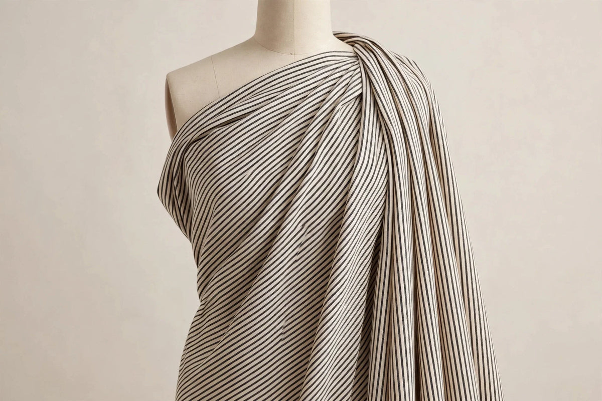 Ticking Stripe Cotton — Draped view