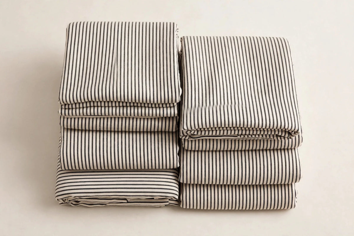 Ticking Stripe Cotton — Folded stack view