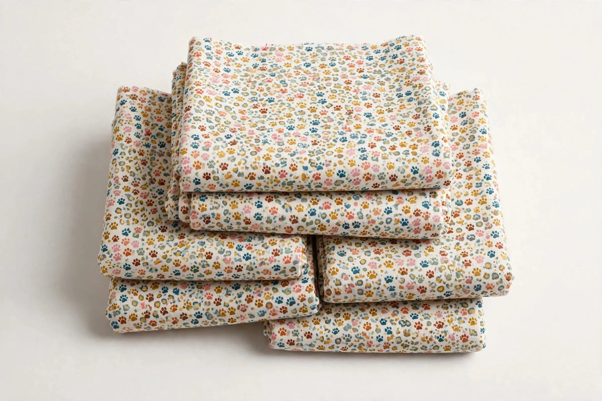 Tiny Paws Animal Print Cotton — Folded stack view