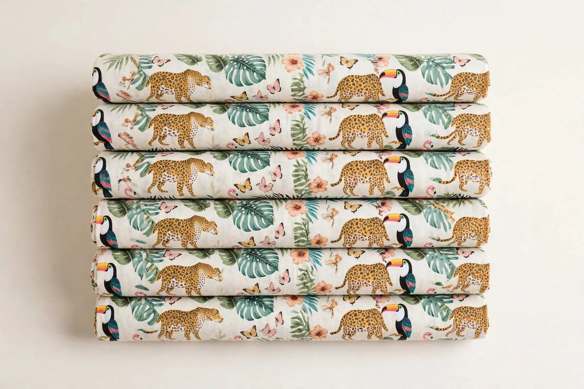 Tropical Animal Print Cotton — Folded stack view