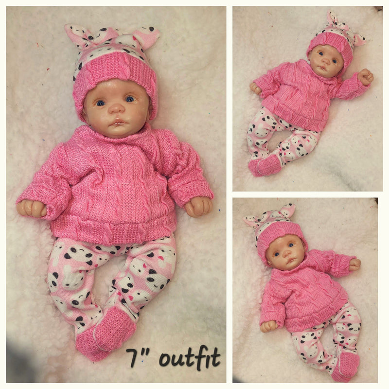 Customer creation - pink knit doll outfit