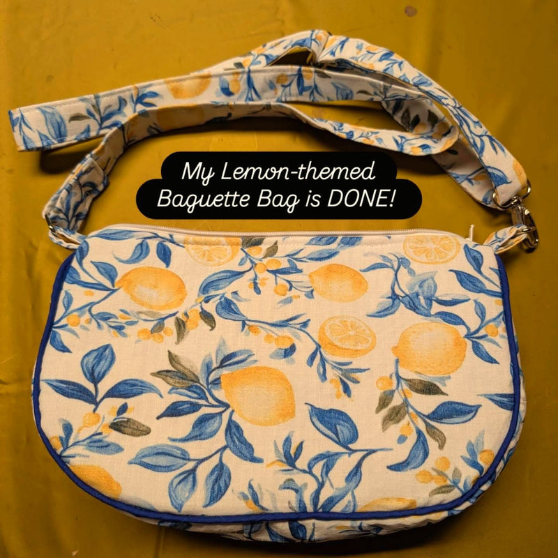 Customer creation - lemon print baguette bag