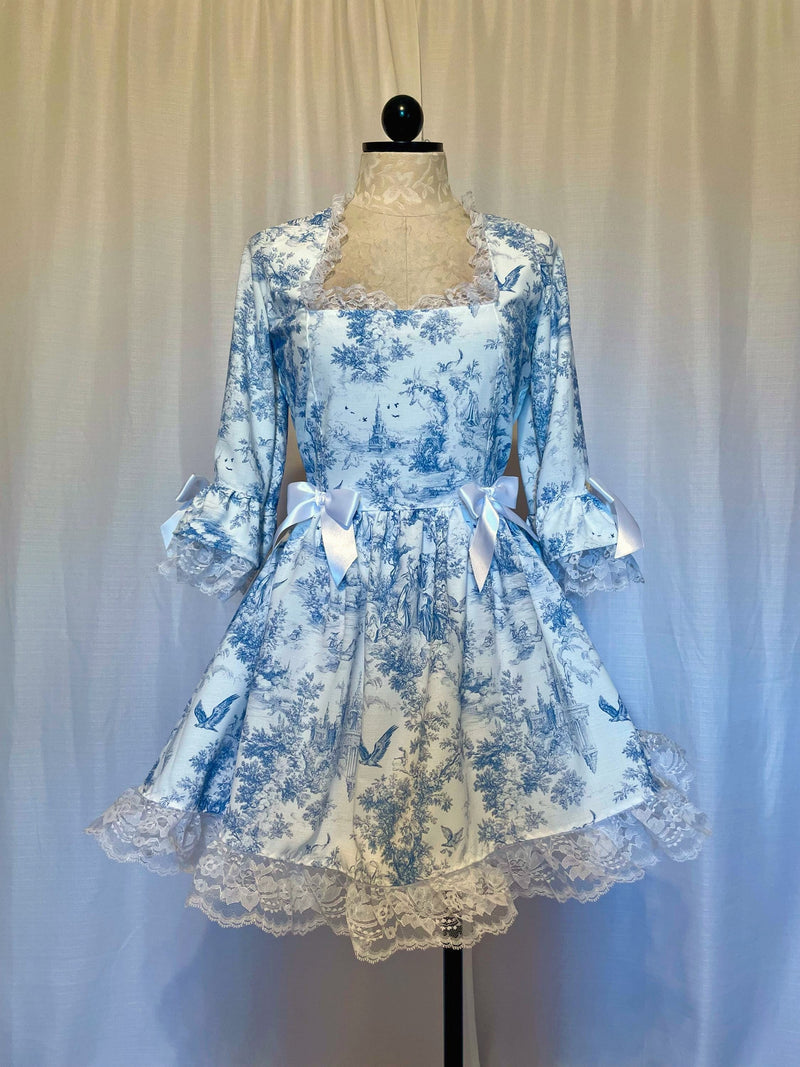 Customer creation - blue toile dress