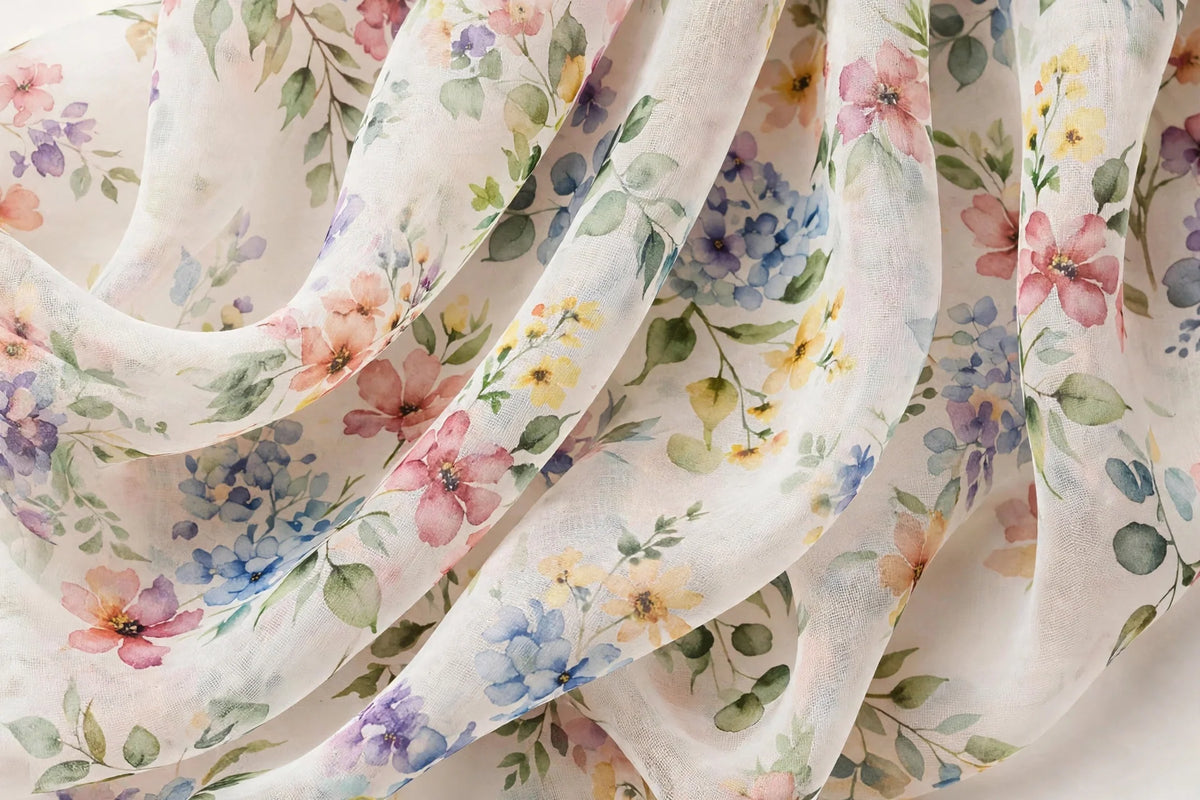 Watercolor Floral Voile — Pattern detail view