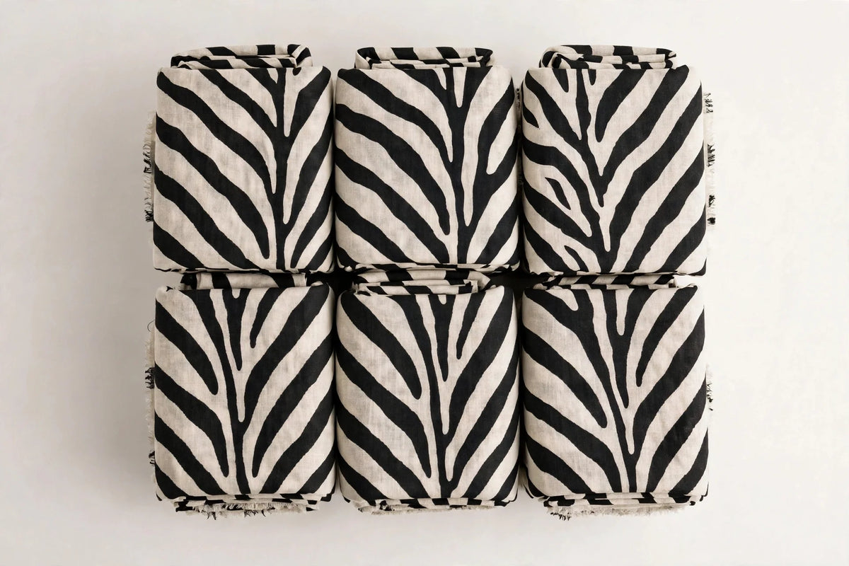 Wild Zebra Linen — Folded stack view